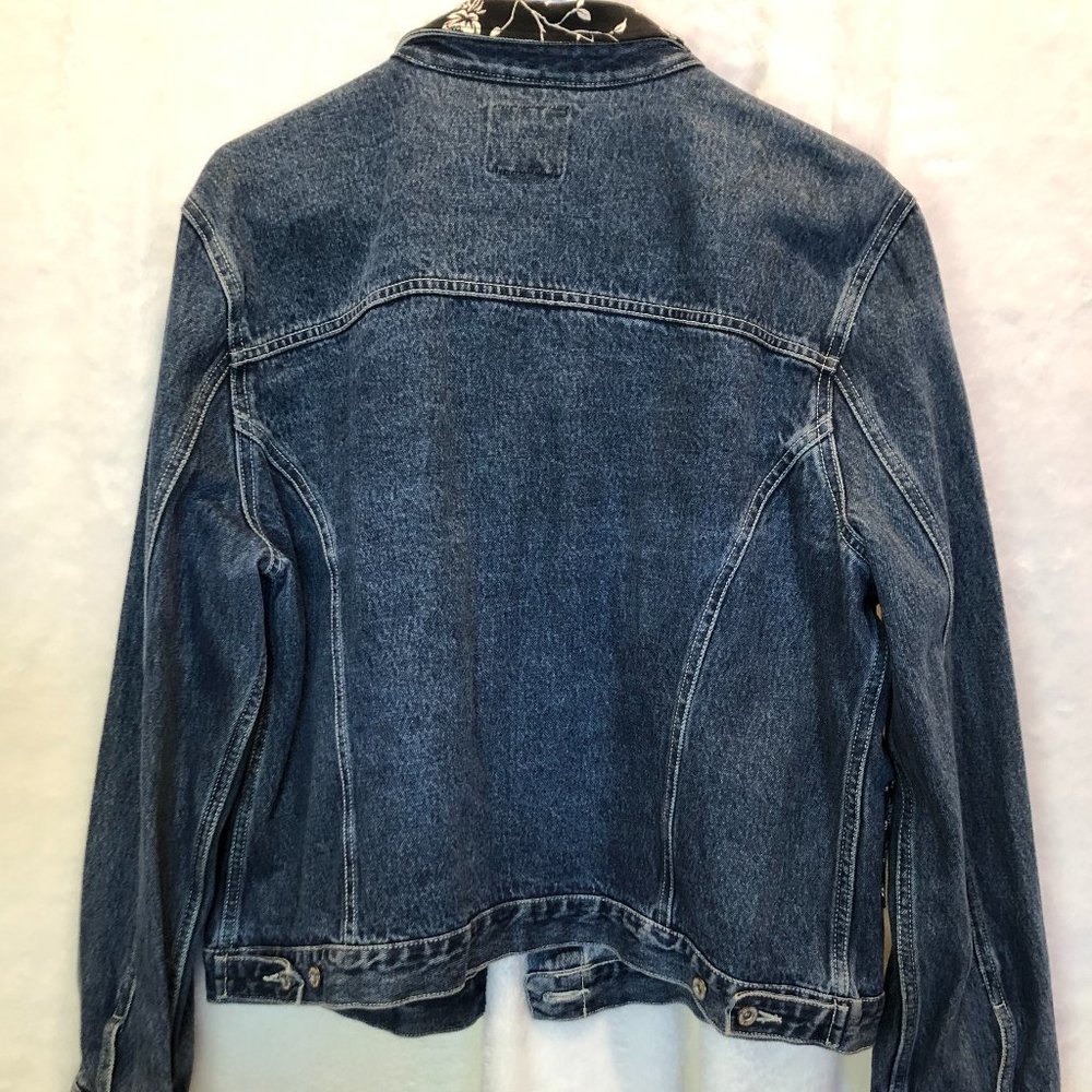 Up Cycled Denim Jacket Custom Patch Work Button Up - image 3